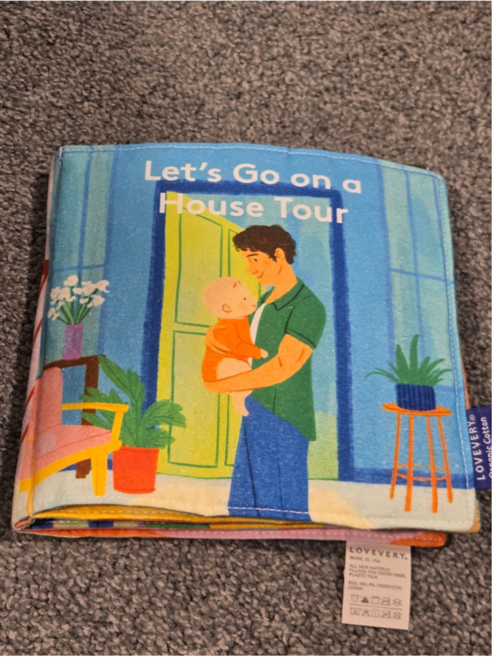 Baby Lovevery Soft Fabric Learning Book Blue Yellow let's go on a house tour